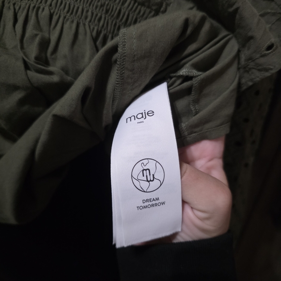 Maje Linode Olive Ruffled Blouse - Picture 4 of 5